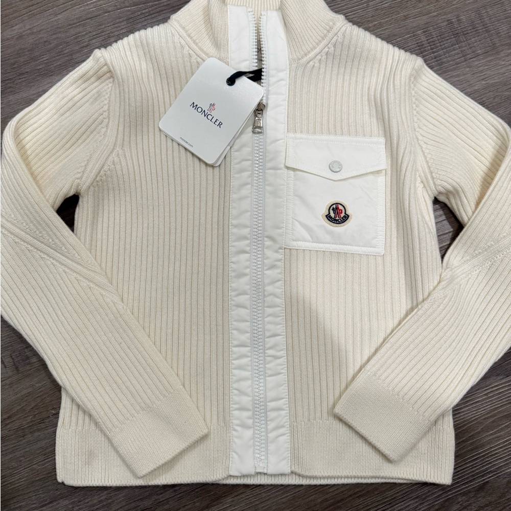 Moncler Cardigan Tricot White Zip Up Knitted Sweater Cardigan - Picture 2 of 13